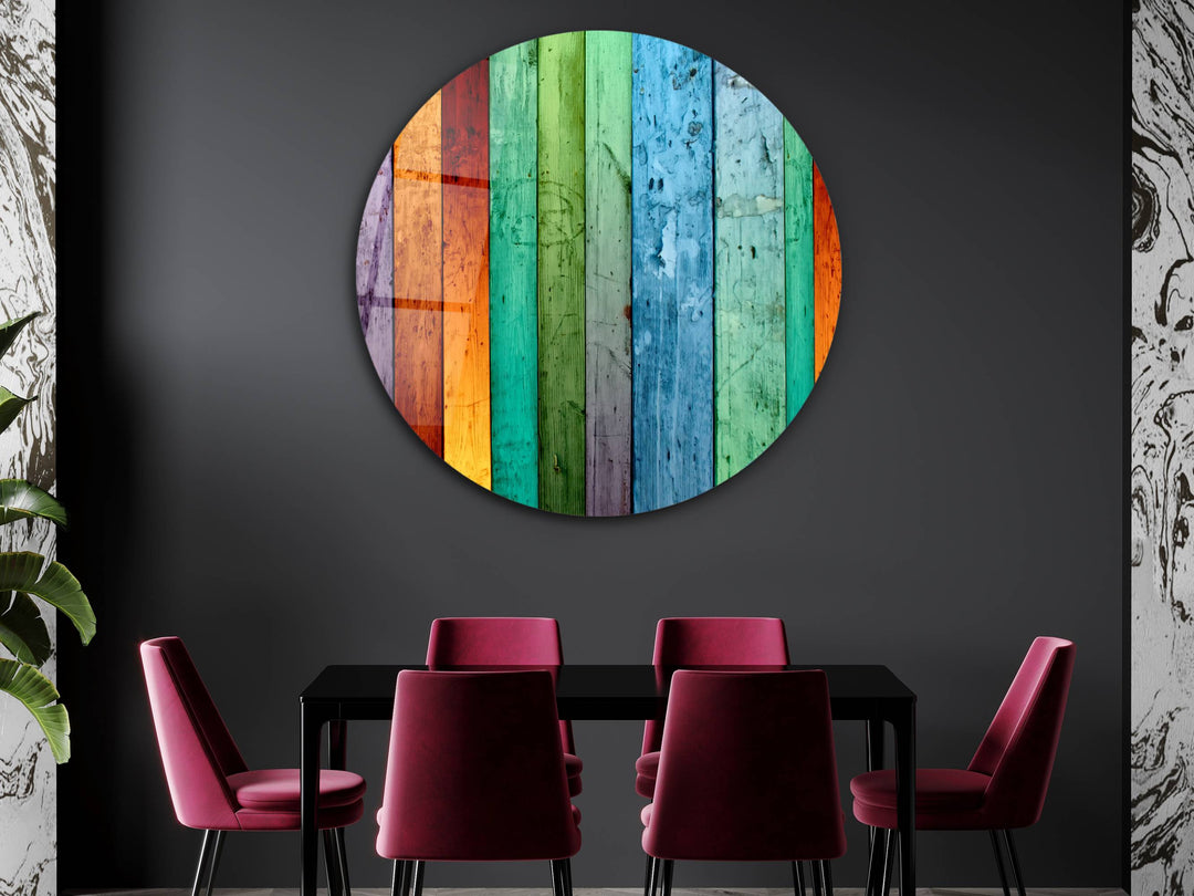 Colorful Wooden Stained Glass Pattern Wall Art Decor-Home&Office Glass Printing Wall Painting