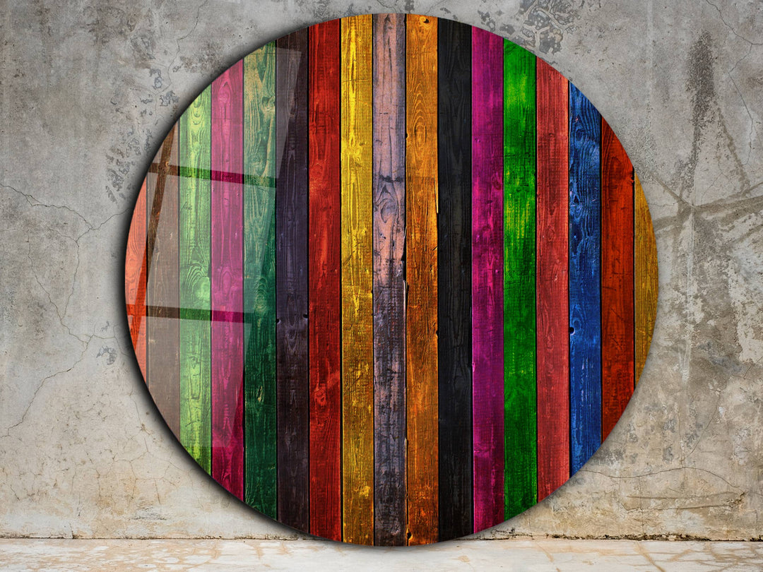 Colorful Wooden Stained Glass Pattern Wall Art Decor-Home&Office Glass Printing Wall Painting