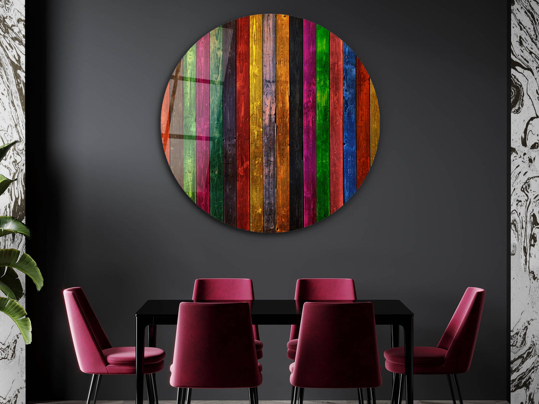 Colorful Wooden Stained Glass Pattern Wall Art Decor-Home&Office Glass Printing Wall Painting