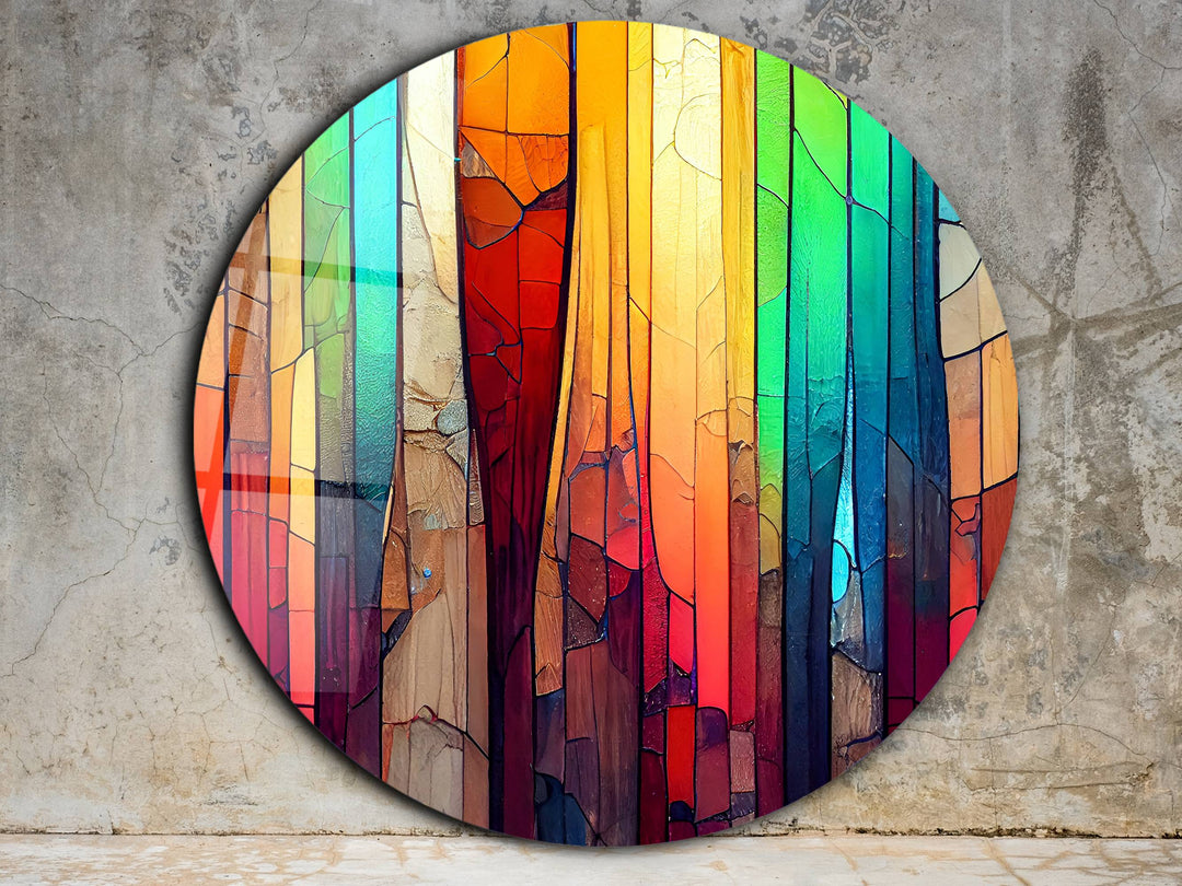 Colorful Wooden Stained Glass Pattern Wall Art Decor-Home&Office Glass Printing Wall Painting