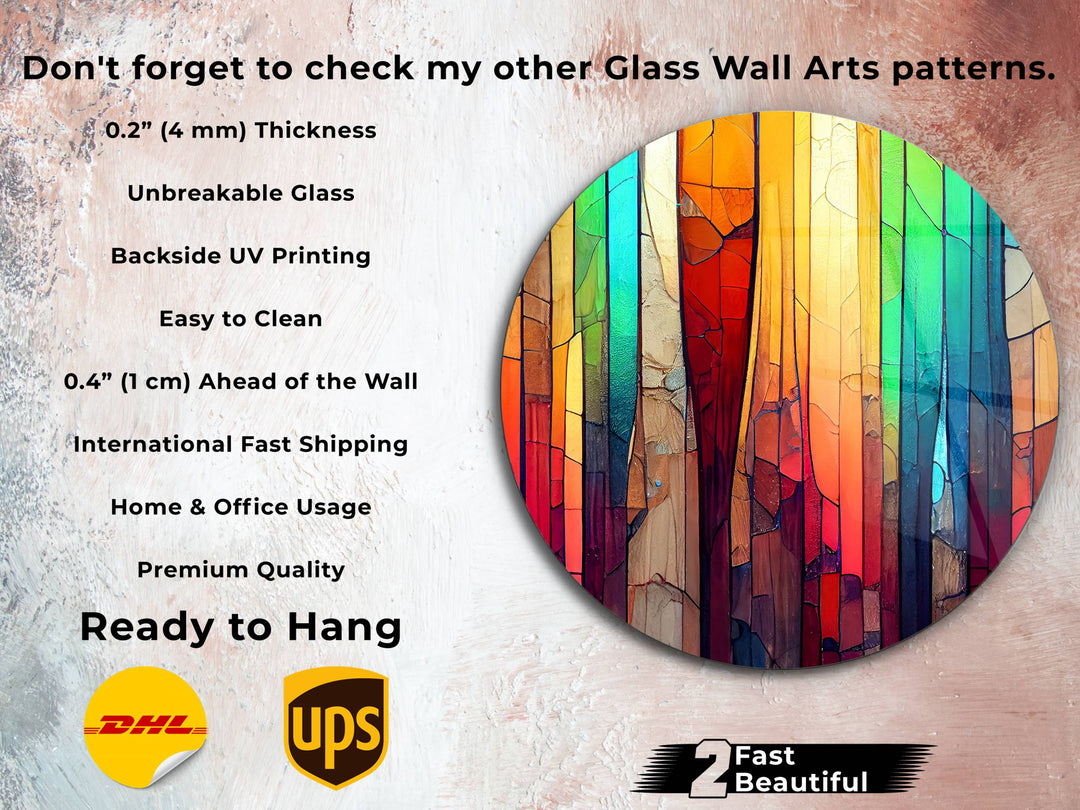 Colorful Wooden Stained Glass Pattern Wall Art Decor-Home&Office Glass Printing Wall Painting