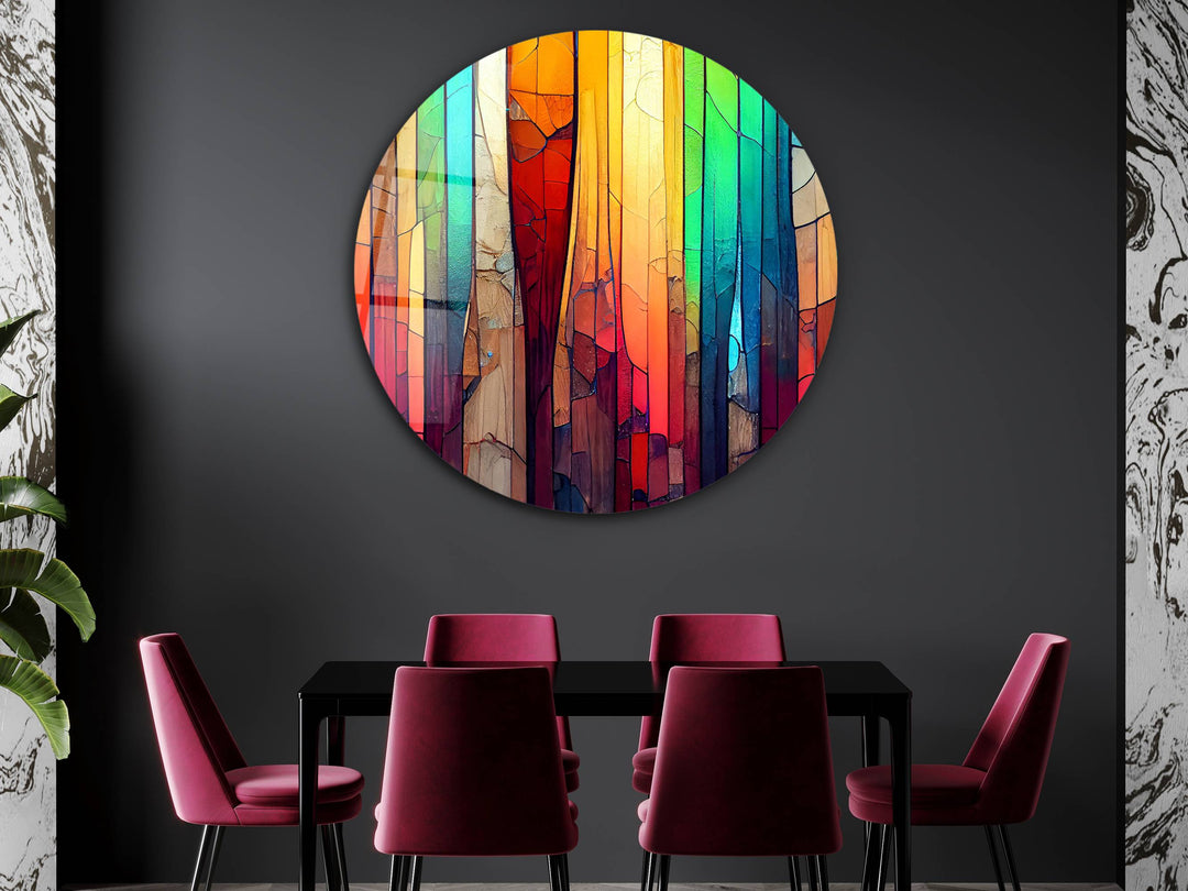 Colorful Wooden Stained Glass Pattern Wall Art Decor-Home&Office Glass Printing Wall Painting