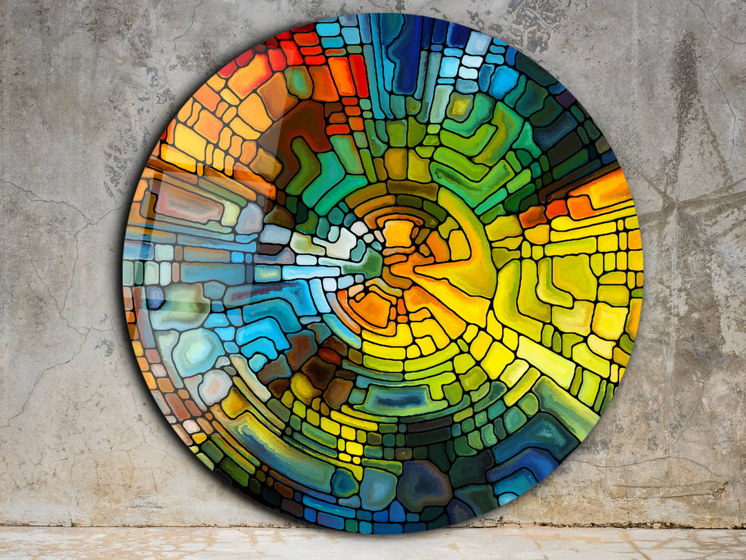 Abstract Colorful Stained Glass Pattern Wall Art Decor-Home&Office Glass Printing Wall Painting