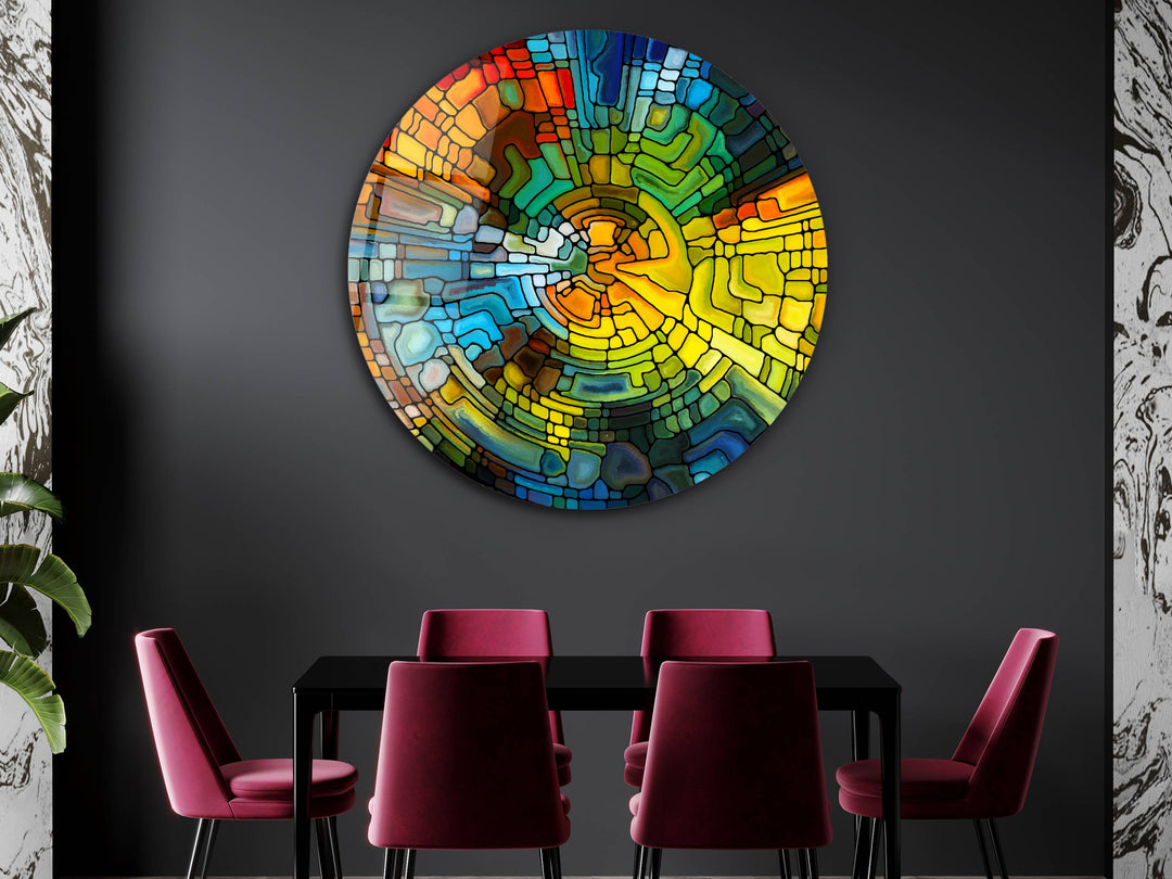 Abstract Colorful Stained Glass Pattern Wall Art Decor-Home&Office Glass Printing Wall Painting