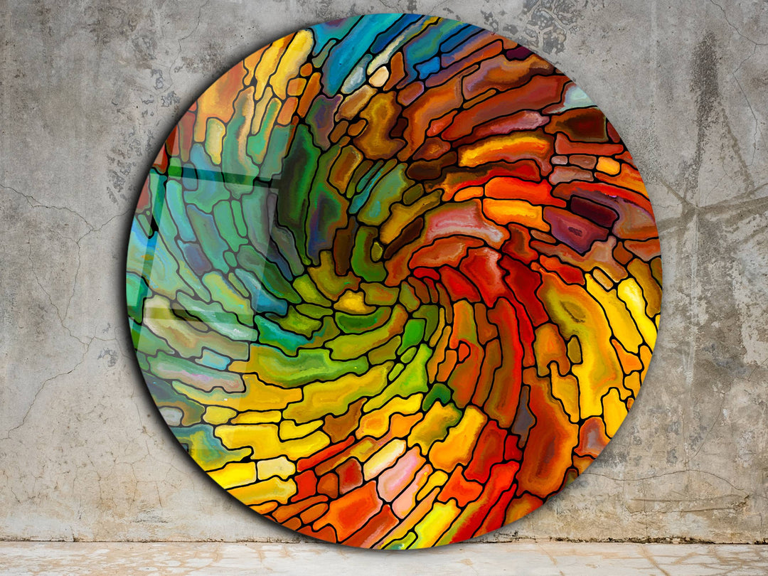 Abstract Colorful Stained Glass Pattern Wall Art Decor-Home&Office Glass Printing Wall Painting