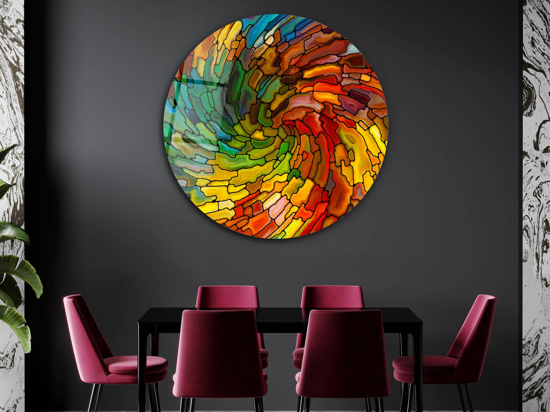 Abstract Colorful Stained Glass Pattern Wall Art Decor-Home&Office Glass Printing Wall Painting