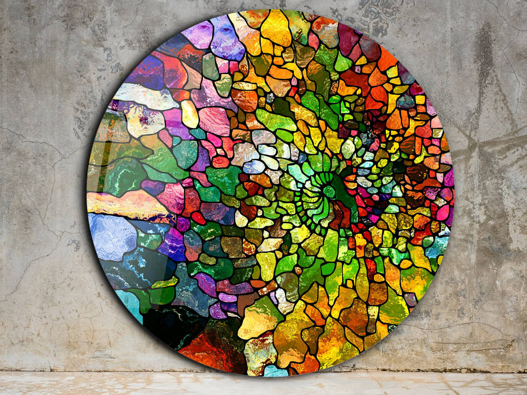 Abstract Colorful Stained Glass Pattern Wall Art Decor-Home&Office Glass Printing Wall Painting