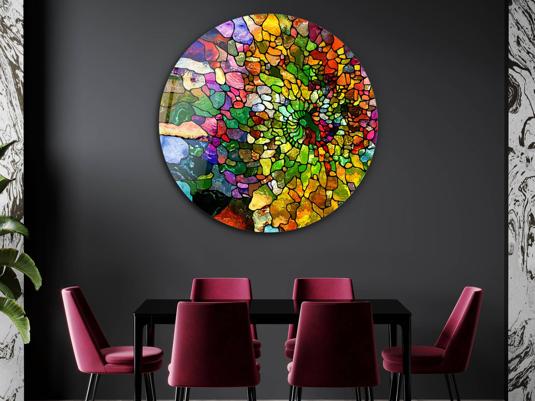 Abstract Colorful Stained Glass Pattern Wall Art Decor-Home&Office Glass Printing Wall Painting