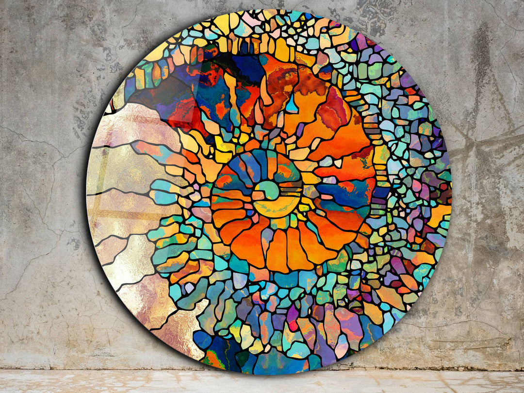 Abstract Colorful Stained Glass Pattern Wall Art Decor-Home&Office Glass Printing Wall Painting