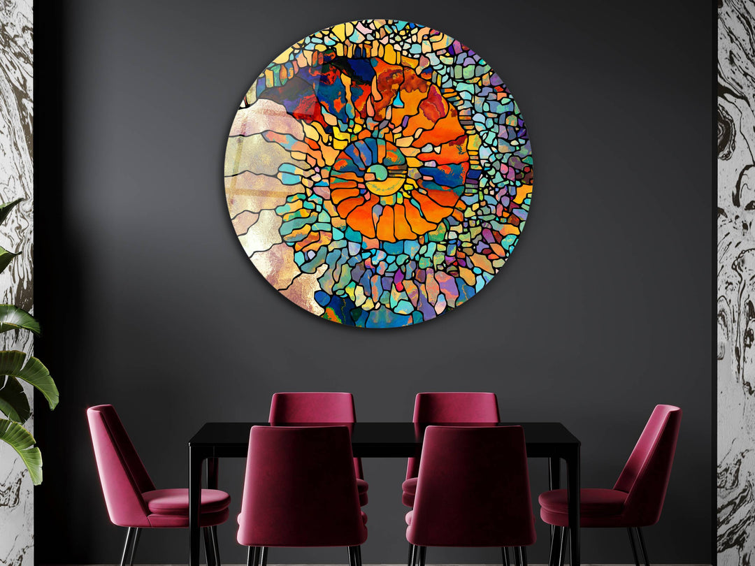 Abstract Colorful Stained Glass Pattern Wall Art Decor-Home&Office Glass Printing Wall Painting