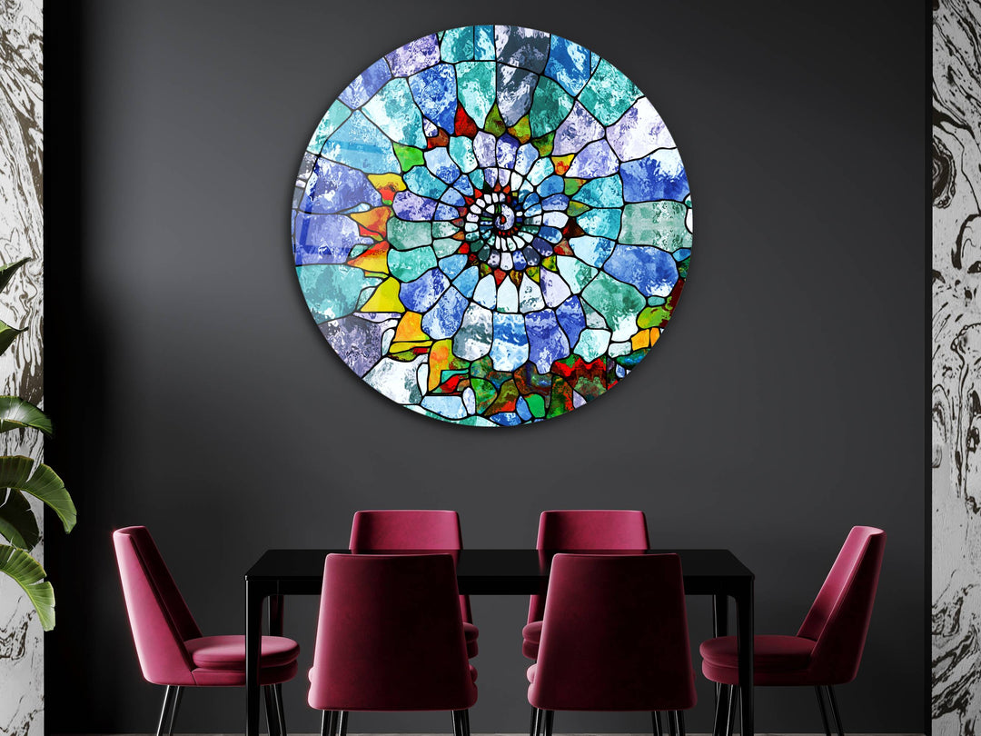 Abstract Colorful Stained Glass Pattern Wall Art Decor-Home&Office Glass Printing Wall Painting