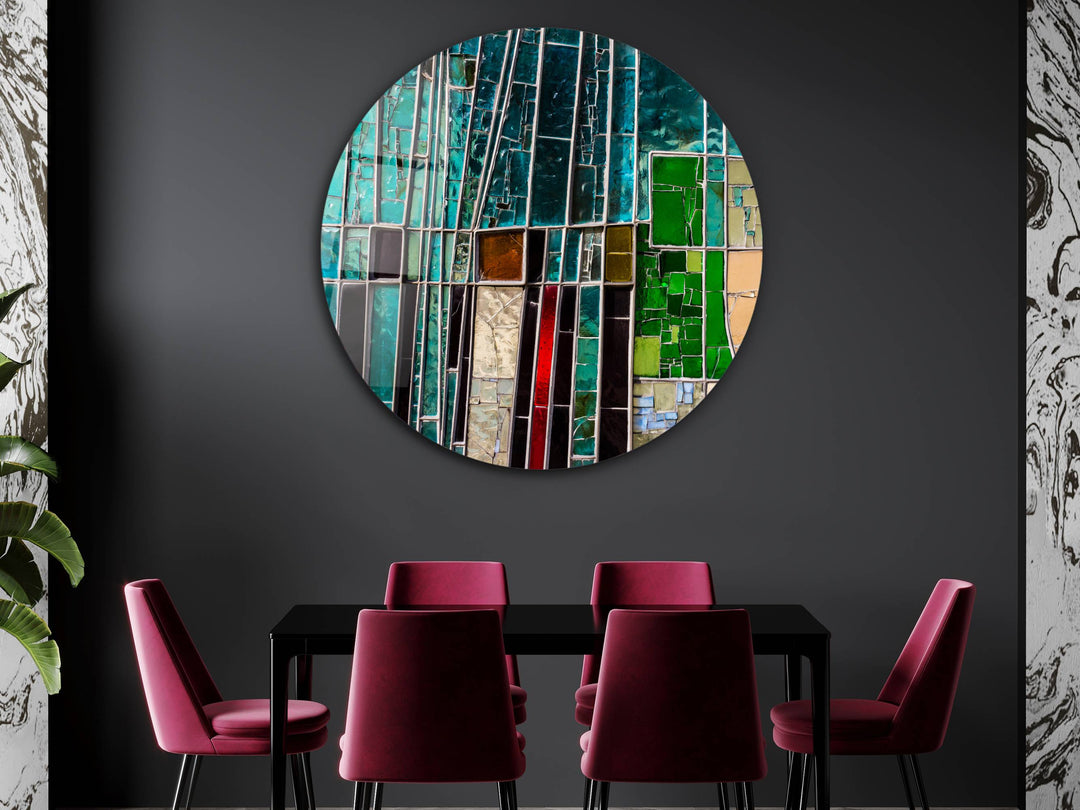 Abstract Colorful Stained Glass Pattern Wall Art Decor-Home&Office Glass Printing Wall Painting