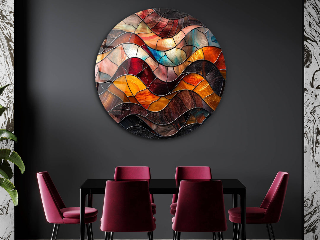 Abstract Colorful Stained Glass Pattern Wall Art Decor-Home&Office Glass Printing Wall Painting