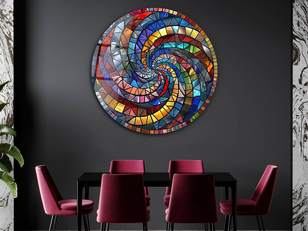 Abstract Colorful Stained Glass Pattern Wall Art Decor-Home&Office Glass Printing Wall Painting