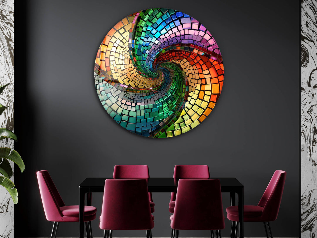 Abstract Colorful Stained Glass Pattern Wall Art Decor-Home&Office Glass Printing Wall Painting