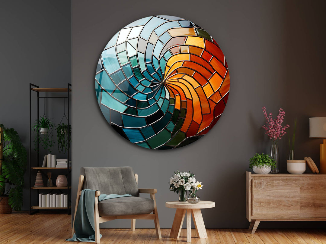 Abstract Colorful Stained Glass Pattern Wall Art Decor-Home&Office Glass Printing Wall Painting