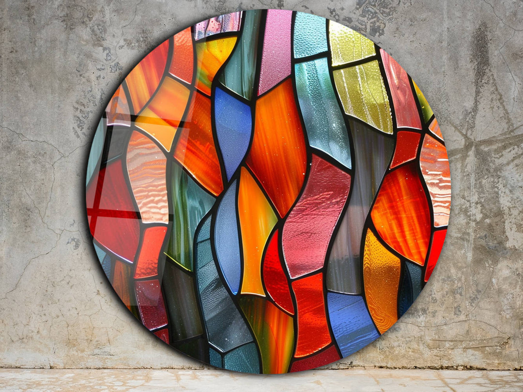 Abstract Colorful Stained Glass Pattern Wall Art Decor-Home&Office Glass Printing Wall Painting