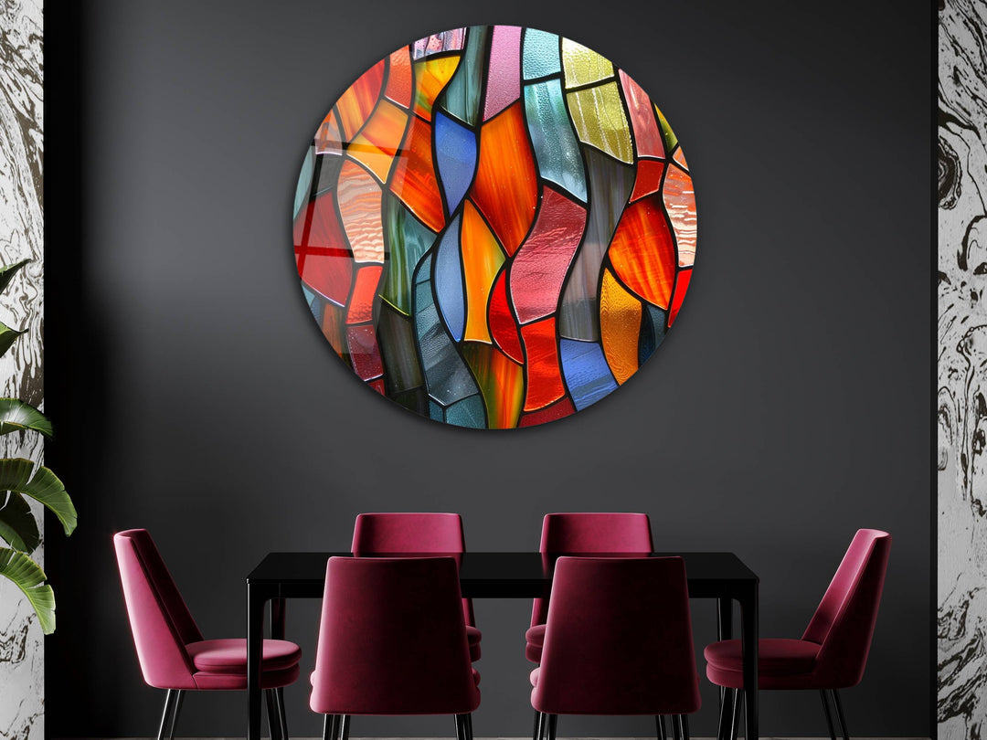 Abstract Colorful Stained Glass Pattern Wall Art Decor-Home&Office Glass Printing Wall Painting