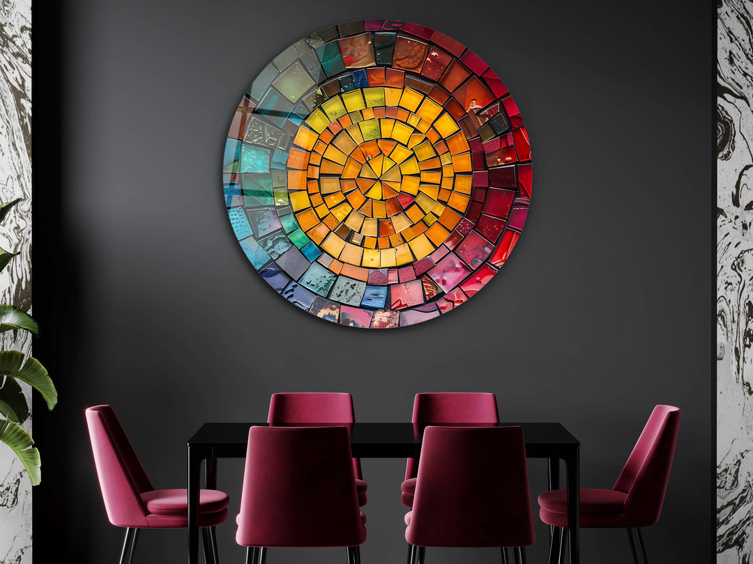 Abstract Colorful Stained Glass Pattern Wall Art Decor-Home&Office Glass Printing Wall Painting