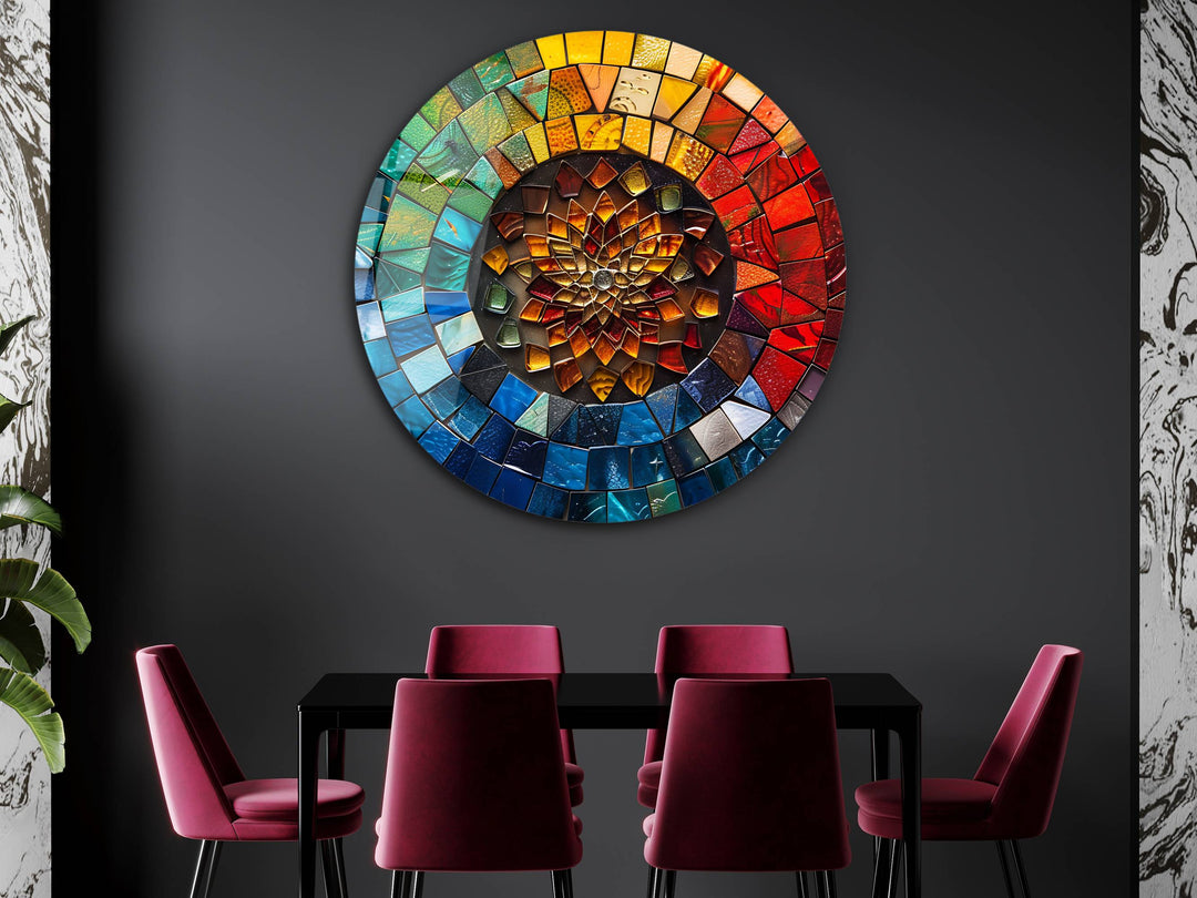 Abstract Colorful Stained Glass Pattern Wall Art Decor-Home&Office Glass Printing Wall Painting