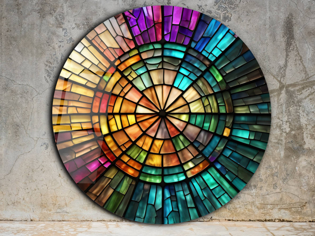 Abstract Colorful Stained Glass Pattern Wall Art Decor-Home&Office Glass Printing Wall Painting