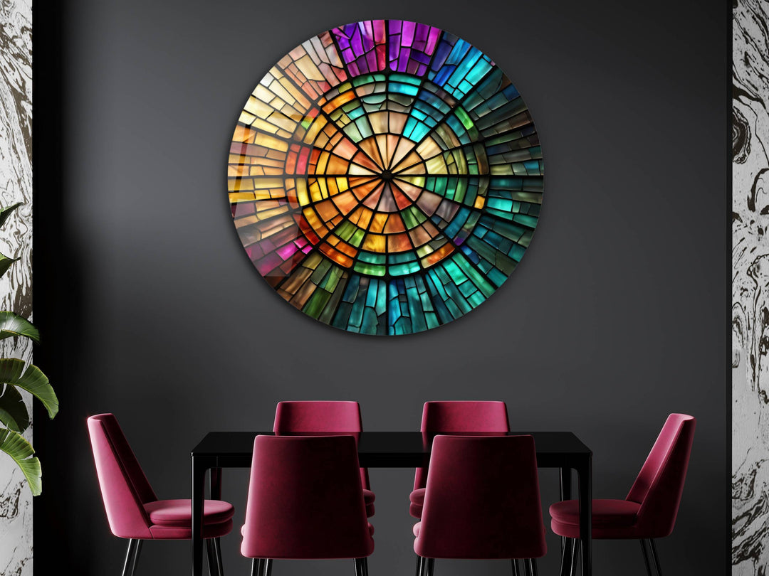 Abstract Colorful Stained Glass Pattern Wall Art Decor-Home&Office Glass Printing Wall Painting