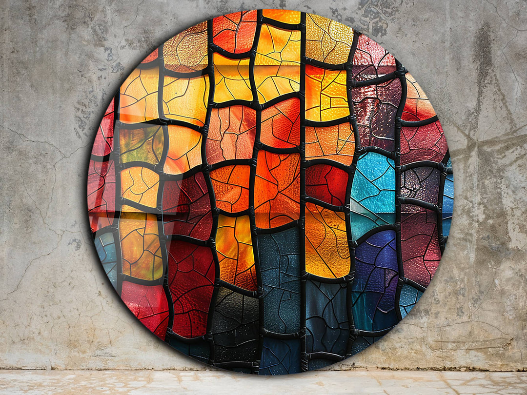 Abstract Colorful Stained Glass Pattern Wall Art Decor-Home&Office Glass Printing Wall Painting