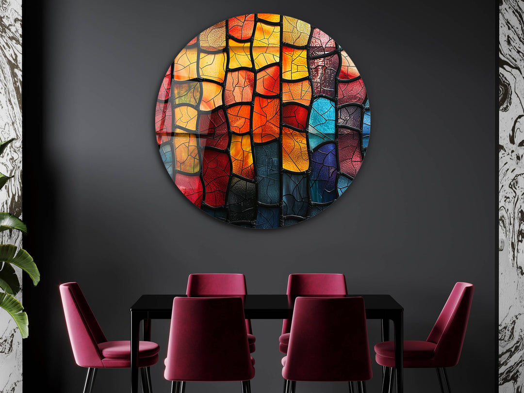 Abstract Colorful Stained Glass Pattern Wall Art Decor-Home&Office Glass Printing Wall Painting