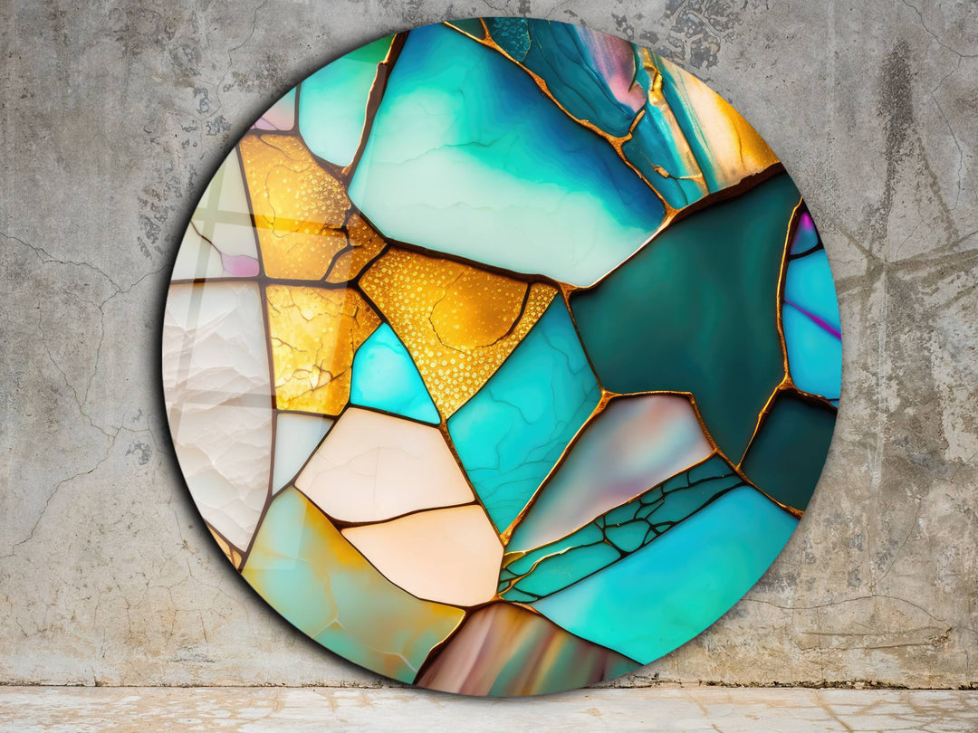 Abstract Colorful Stained Glass Pattern Wall Art Decor-Home&Office Glass Printing Wall Painting