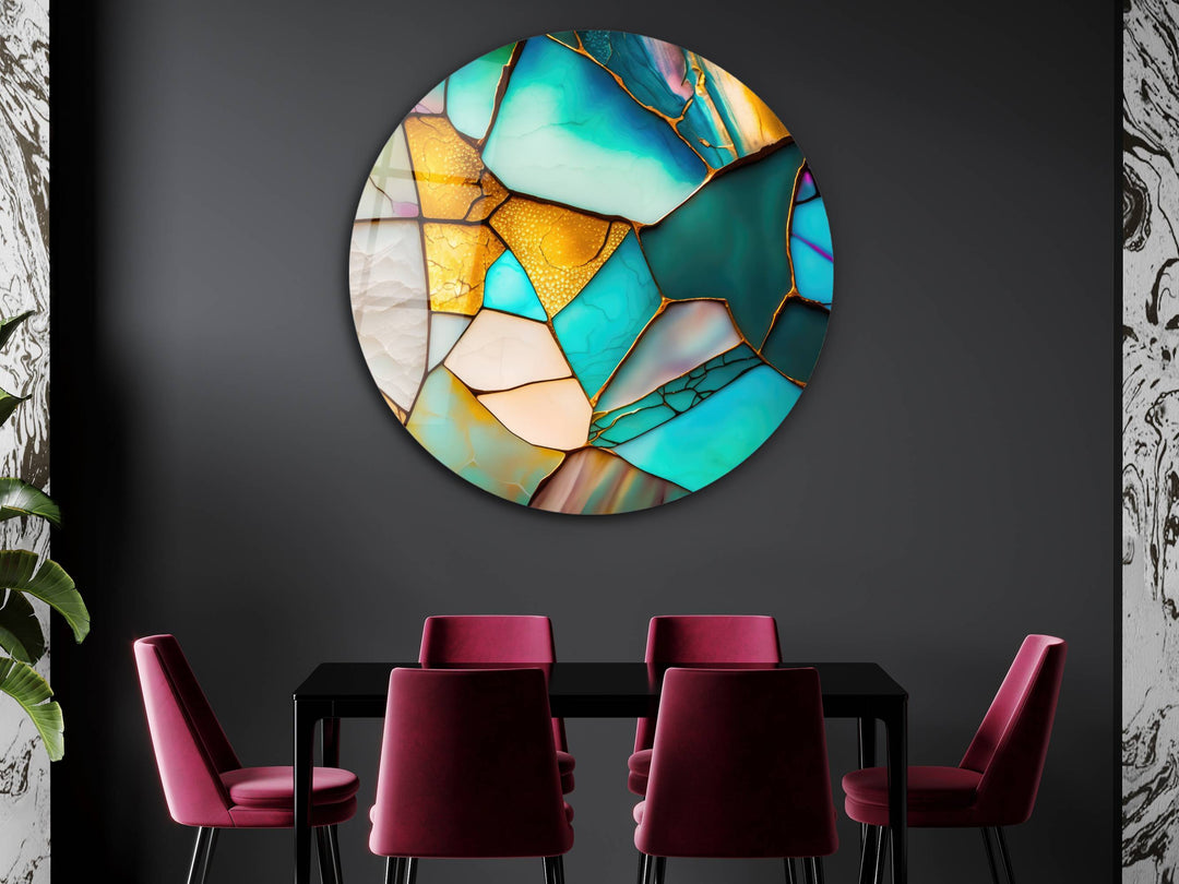 Abstract Colorful Stained Glass Pattern Wall Art Decor-Home&Office Glass Printing Wall Painting