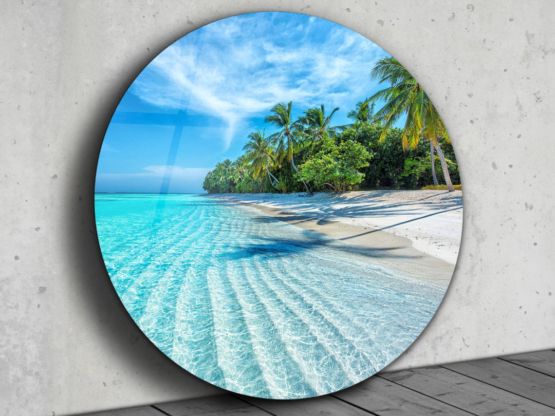 Blue Tropical Ocean Beach Wall Art Decor-Home&Office Glass Printing Wall Painting