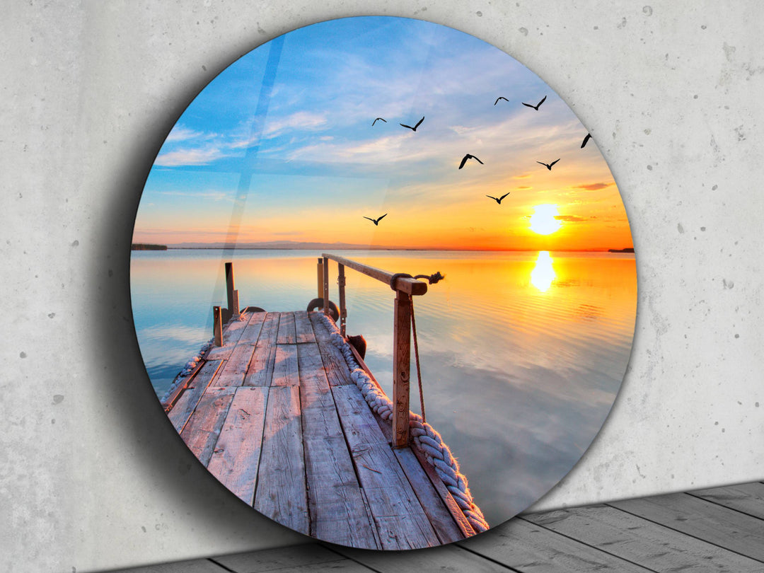 Ocean Beach&Sunset Wall Art Decor-Home&Office Glass Printing Wall Painting