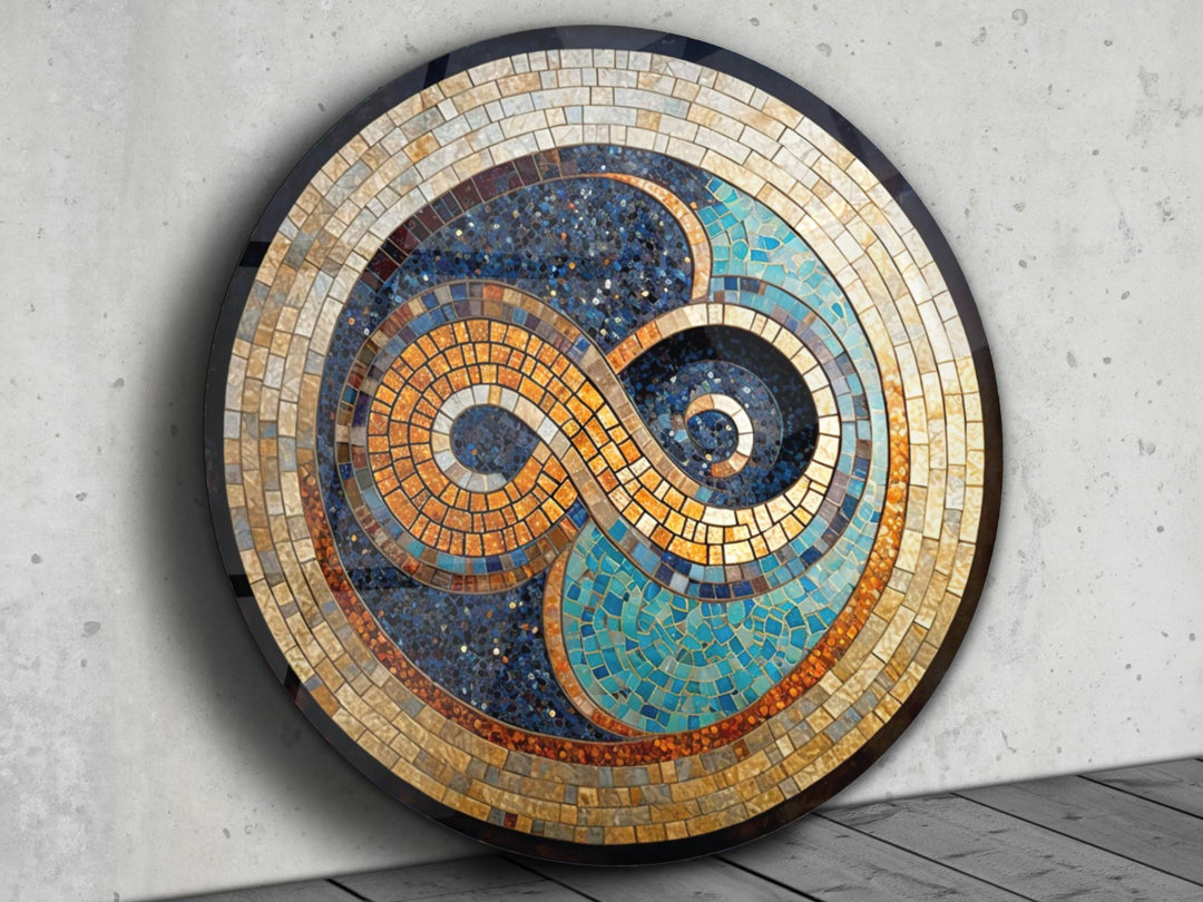 Abstract Mosaic Design Glass Wall Art - Home&Office Glass Printing Wall Decor