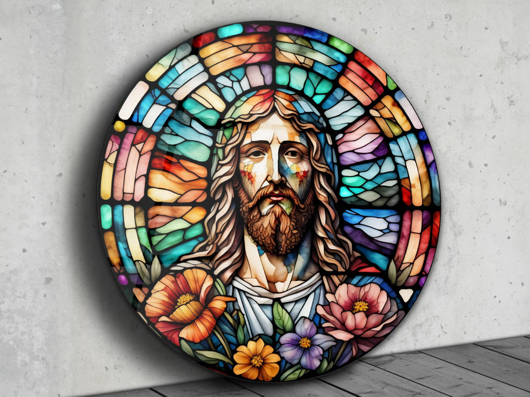 Stained Glass Jesus Christ Pattern Wall Art Window-Wall Painting Decor