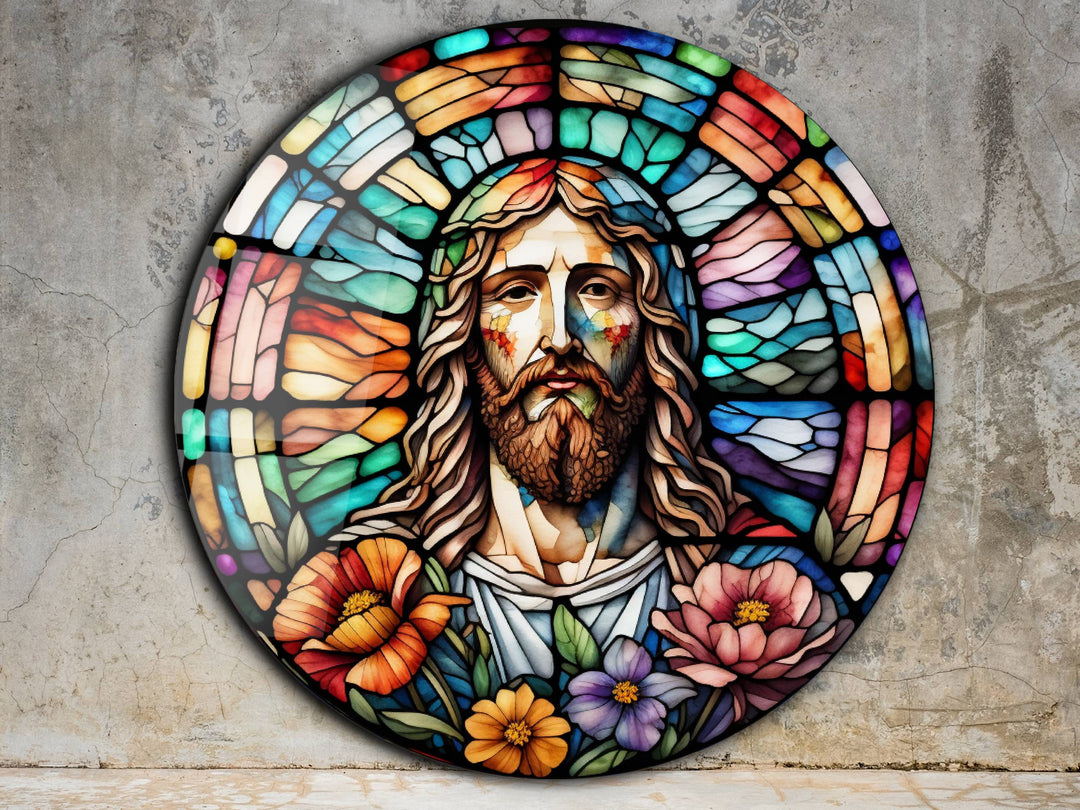 Stained Glass Jesus Christ Pattern Wall Art Window-Wall Painting Decor