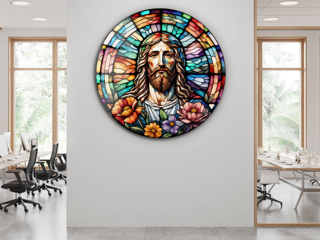 Stained Glass Jesus Christ Pattern Wall Art Window-Wall Painting Decor