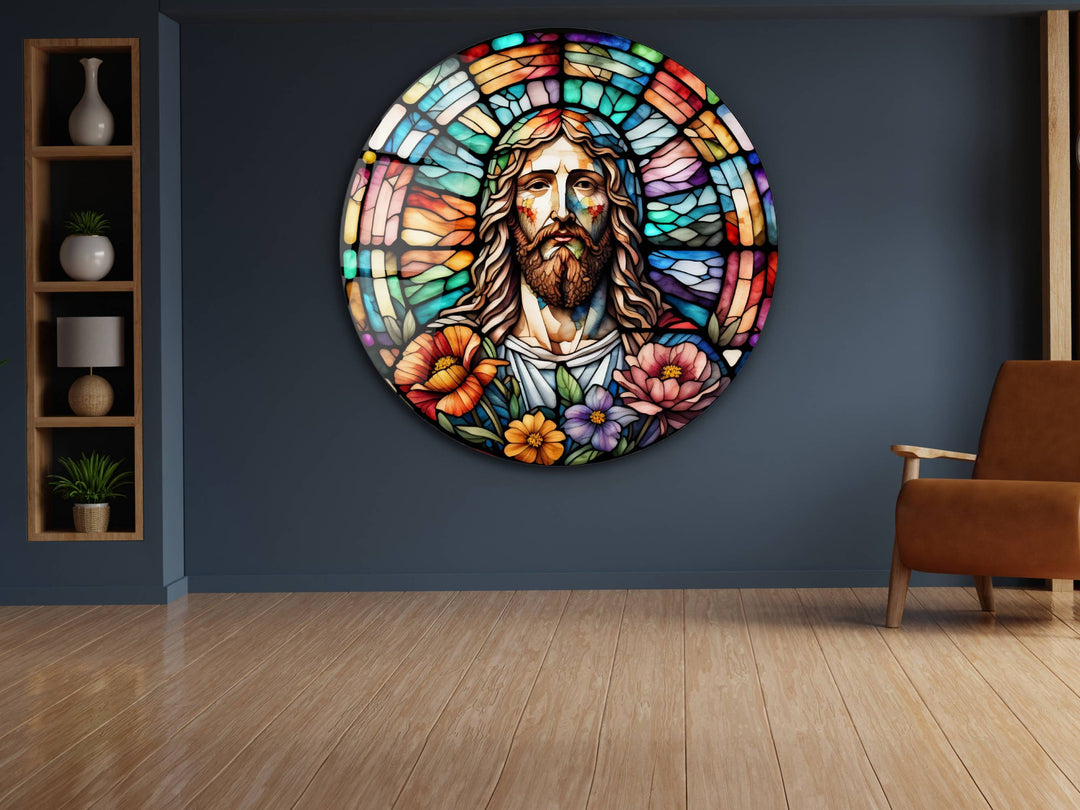 Stained Glass Jesus Christ Pattern Wall Art Window-Wall Painting Decor