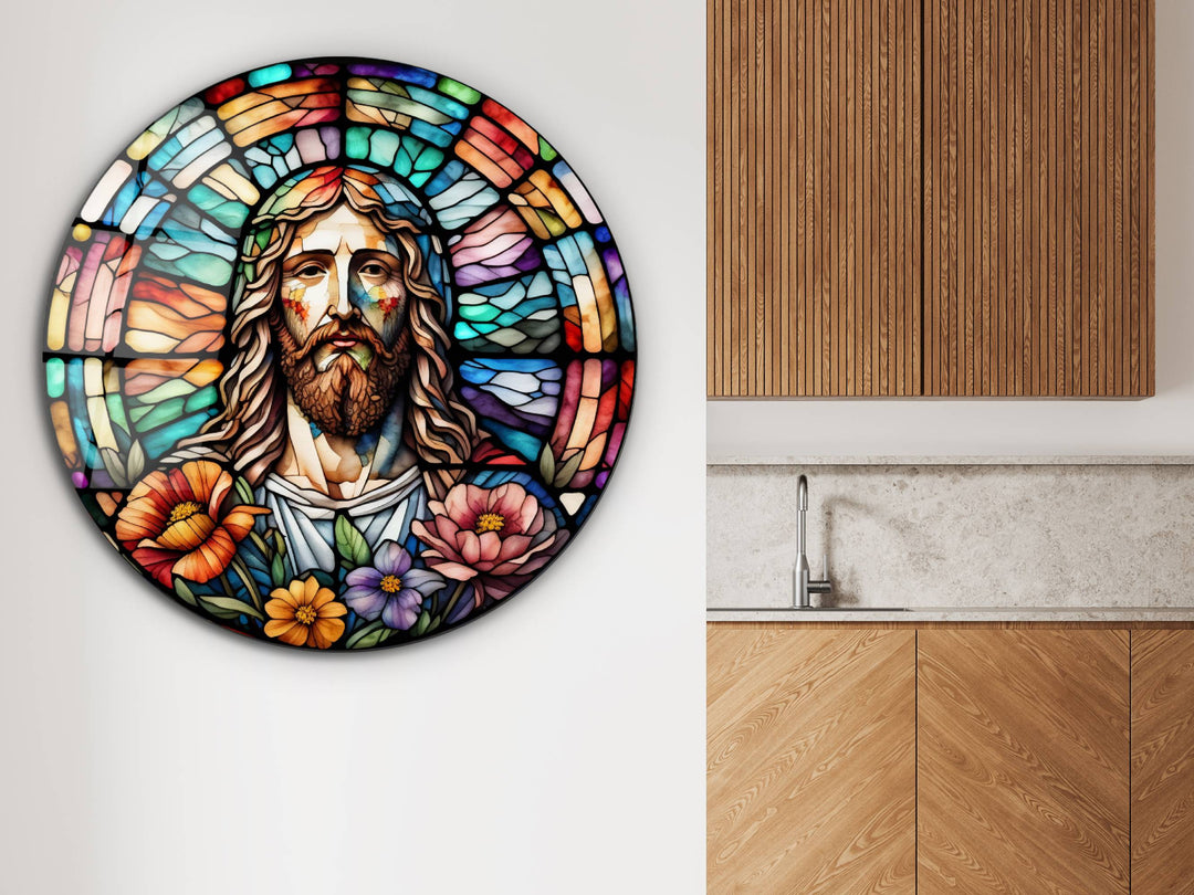 Stained Glass Jesus Christ Pattern Wall Art Window-Wall Painting Decor