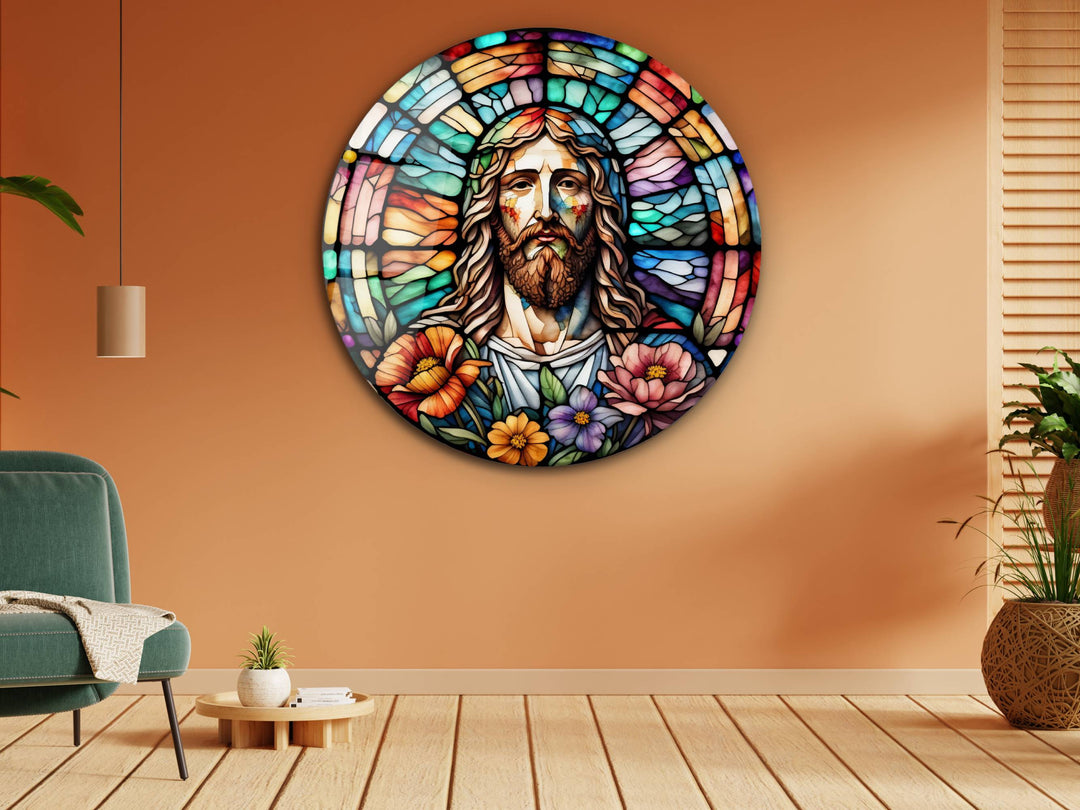 Stained Glass Jesus Christ Pattern Wall Art Window-Wall Painting Decor